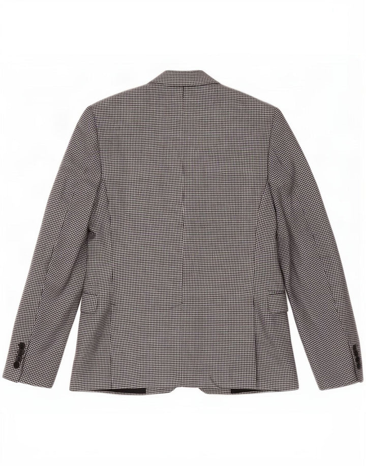 Zara Blazerjakke til mænd med 2 knapper EU 46 Small Black Houndstooth Uld