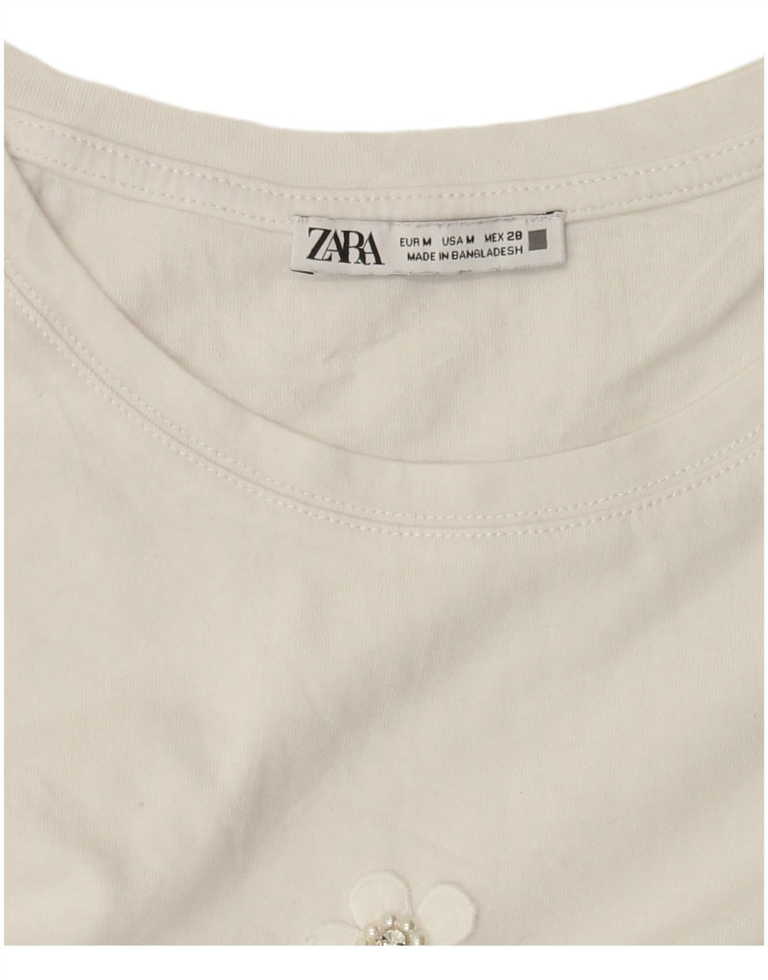 Zara Dame T-Shirt Top UK 14 Medium White Floral