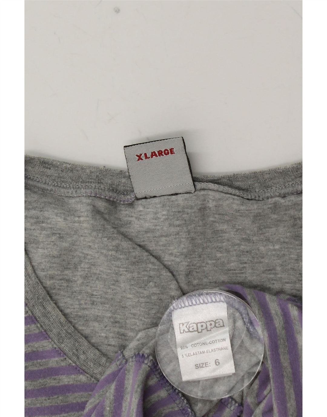 KAPPA Herre T-Shirt Top XL Lilla nålestribet bomuld