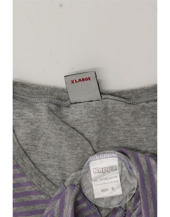 KAPPA Herre T-Shirt Top XL Lilla nålestribet bomuld