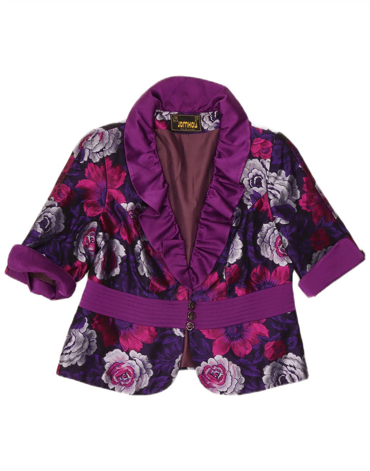 VINTAGE Womens 3 Button 2 Piece Set IT 44 Medium Purple Floral Polyester