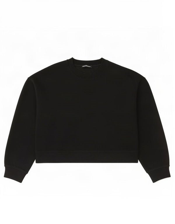 Zara Womens Crop Oversized Sweatshirt Jumper UK 10 Small Black Cotton