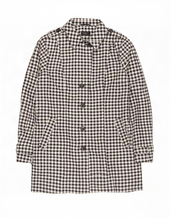 Marks & Spencer Trench Coat til kvinder UK 22 3XL Sort Houndstooth Polyester