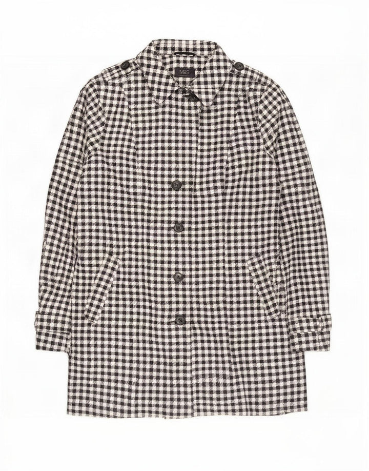 Marks & Spencer Trench Coat til kvinder UK 22 3XL Sort Houndstooth Polyester