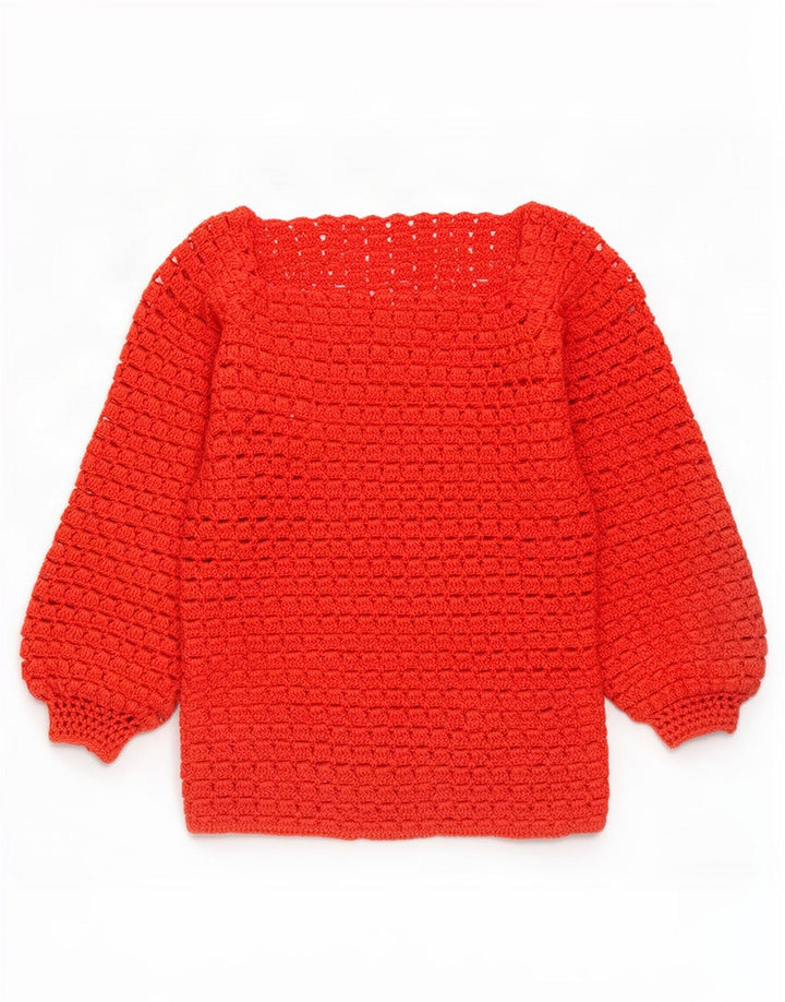 Vintage Dame se Gennem Boat Neck Jumper Sweater UK 12 Medium Red