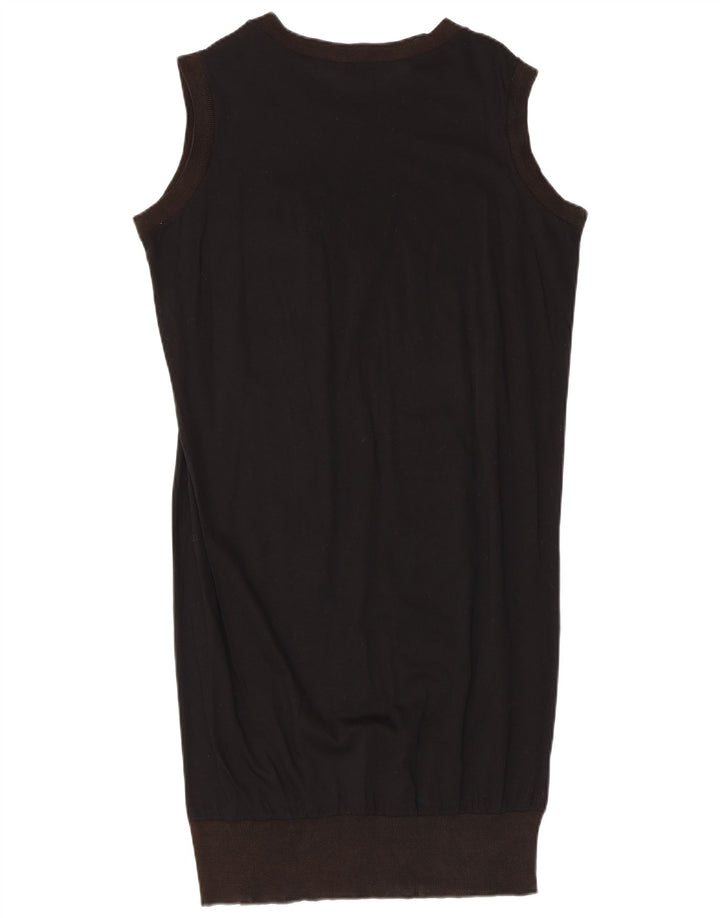 VINTAGE Kvinders ærmeløs grafisk boblekjole UK 14 Medium Black