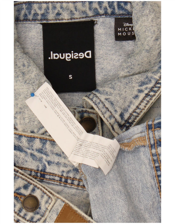 Desigual Mickey Mouse grafisk denimjakke til kvinder, UK 10 Lille blå bomuld