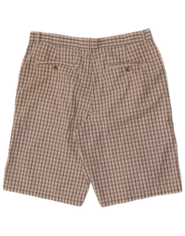 Marks & Spencer Mens Chino Shorts W34 Large Beige Check Cotton