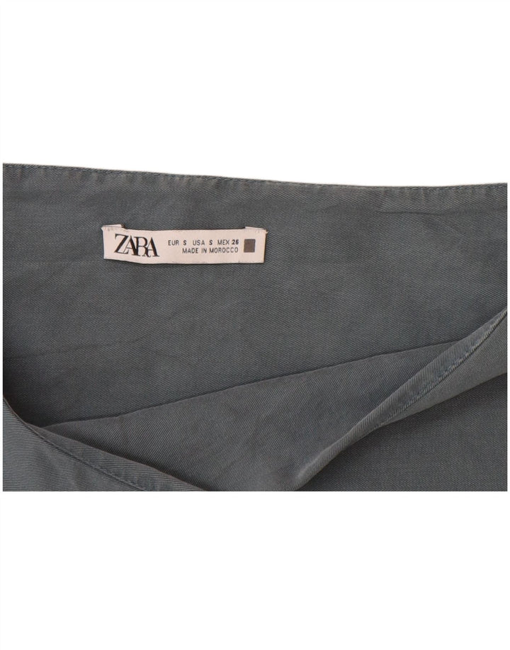 Zara Dame Oversized Bluse Top UK 10 Small Grey Colourblock Bomuld