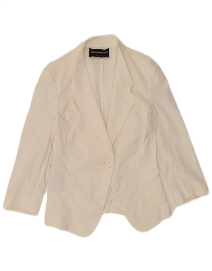 Emporio Armani Dame 1 knap 3/4 ærmet blazerjakke IT 36 XS Hvid