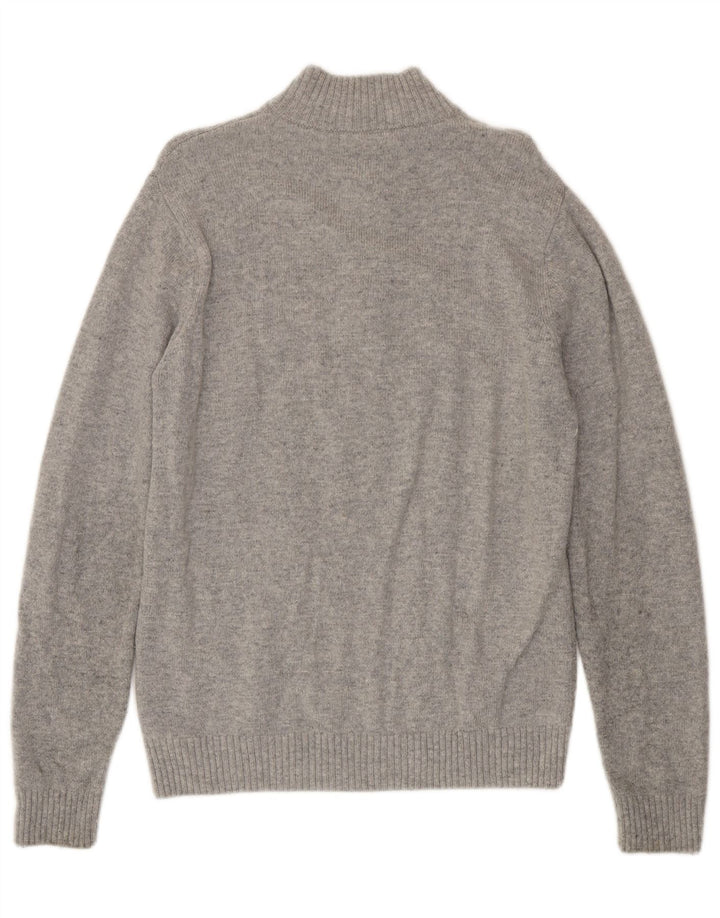 Besætningstøj Herre Zip Neck Jumper Sweater Stor Grå Lammeuld