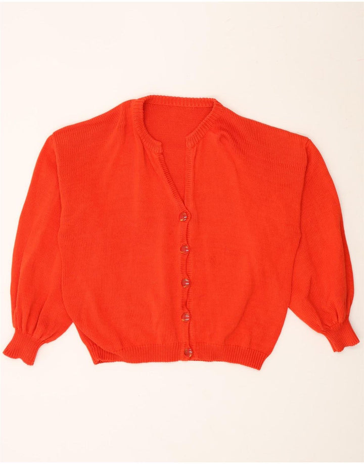 VINTAGE Womens Cardigan Sweater UK 16 Large Orange Vintage Vintage and Second-Hand Vintage from Messina Hembry 