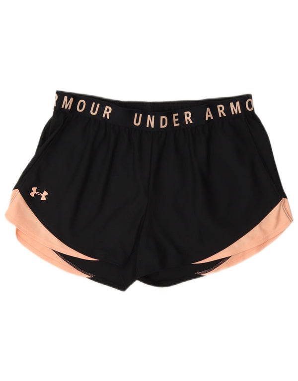 Under Armour Dame Heat Gear Graphic Sports Shorts UK 16 Large Black