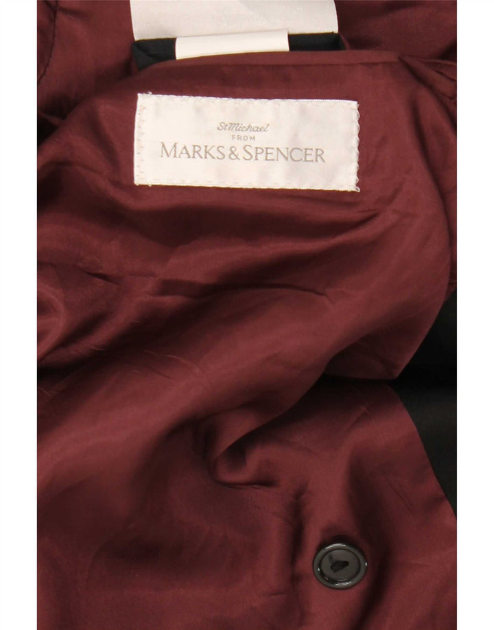 Marks & Spencer Herre Double Breasted Blazer Jacket UK 44 XL Sort Polyester