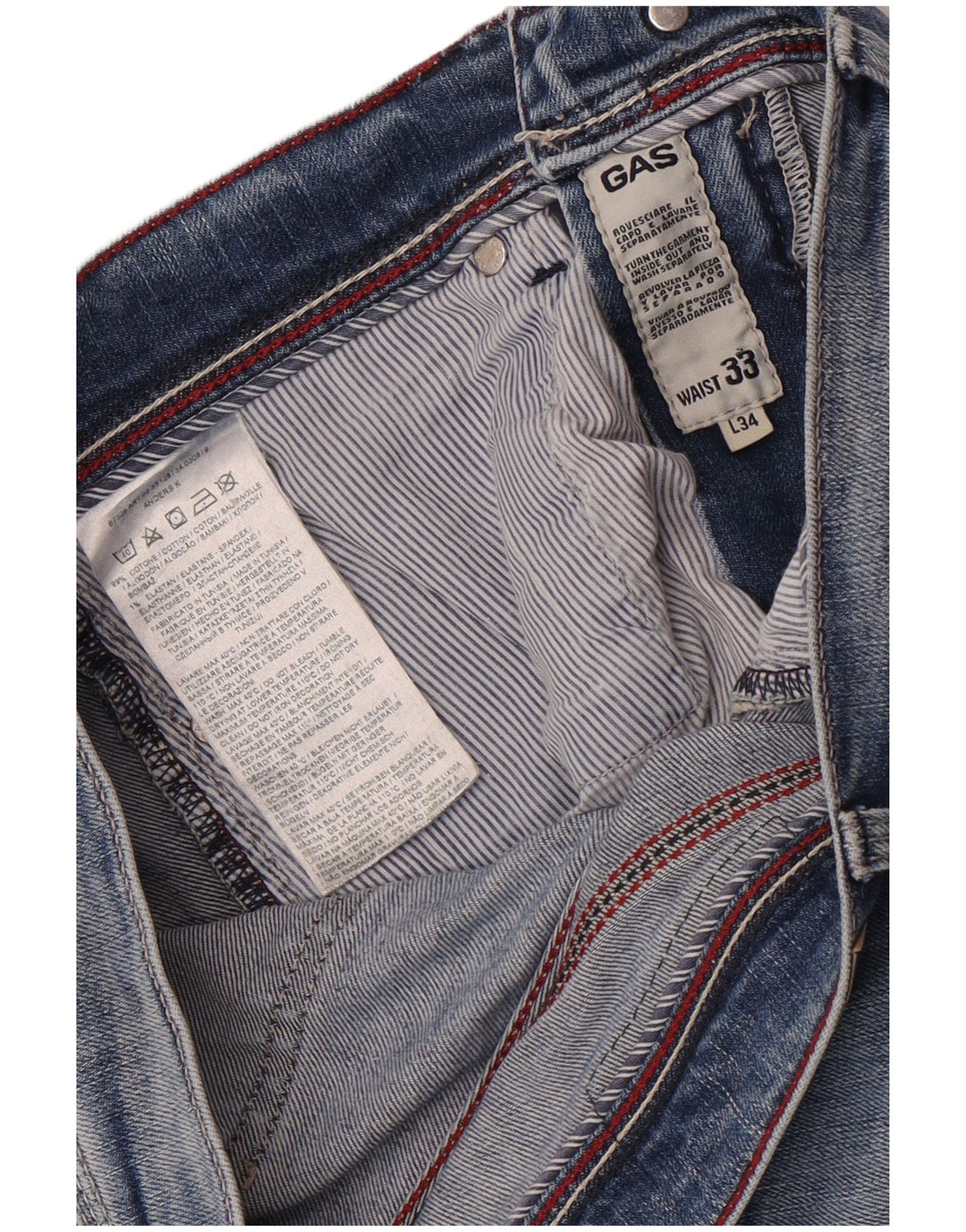 Gas Herre Anders Slim Jeans W33 L30 Blå Bomuld