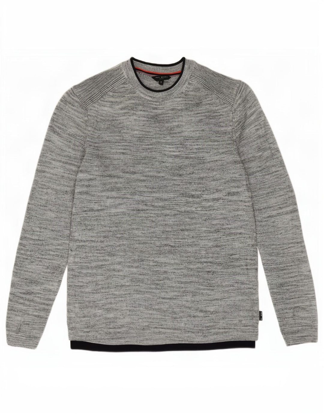 Ted Baker Herre Crew Neck Jumper Sweater Størrelse 3 Medium Grey Flecked Linen