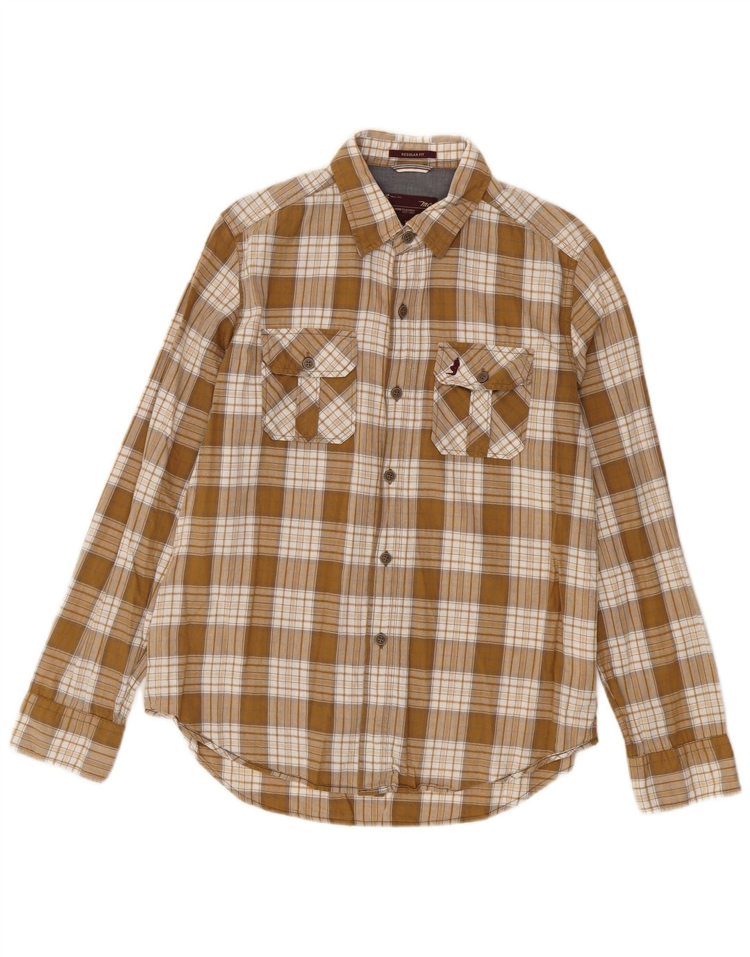 MARLBORO CLASSICS Herre Regular Fit Flanelskjorte Medium Beige Ternet bomuld