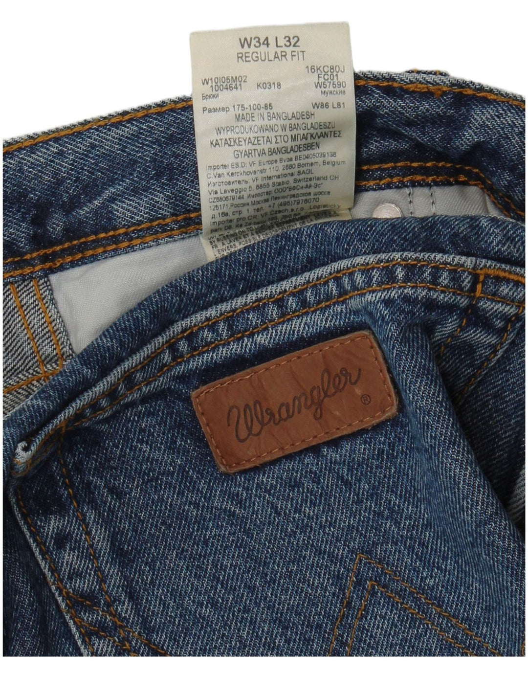 Wrangler Herre Regular Fit Straight Jeans W34 L32 Blå Bomuld