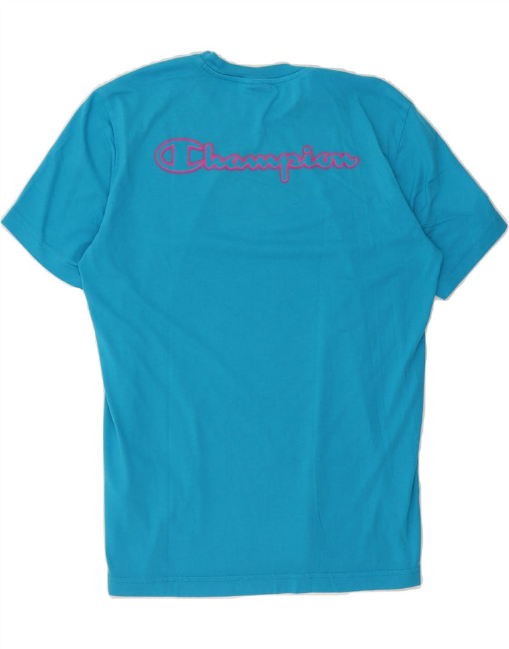 CHAMPION Mens Graphic T-Shirt Top Medium Blue Cotton Vintage Champion and Second-Hand Champion from Messina Hembry 