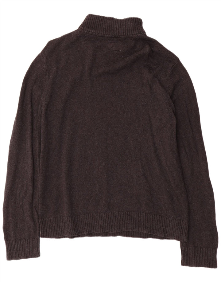 Fat Face Herre Zip Neck Jumper Sweater Stor Grå Bomuld