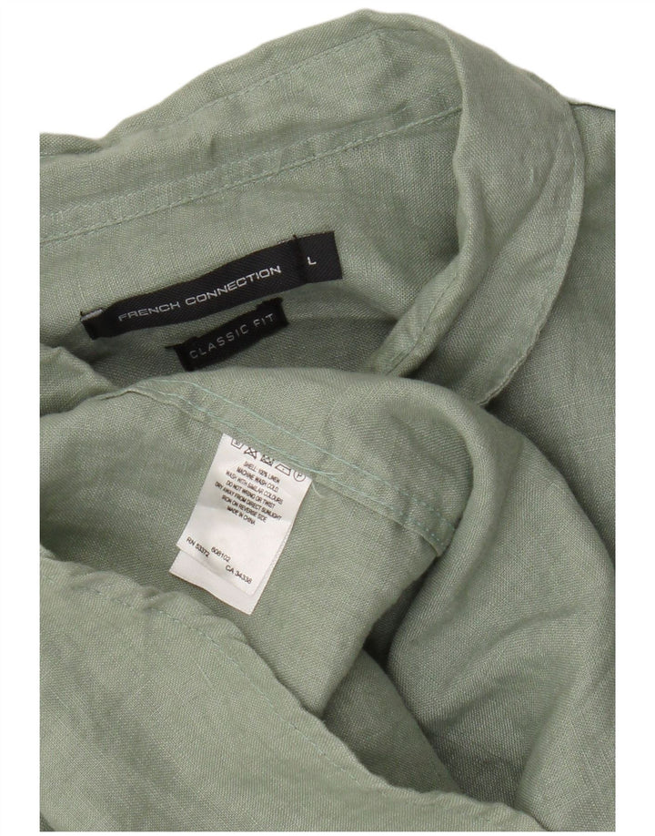 French Connection Herre Classic Fit Skjorte Large Green Linen