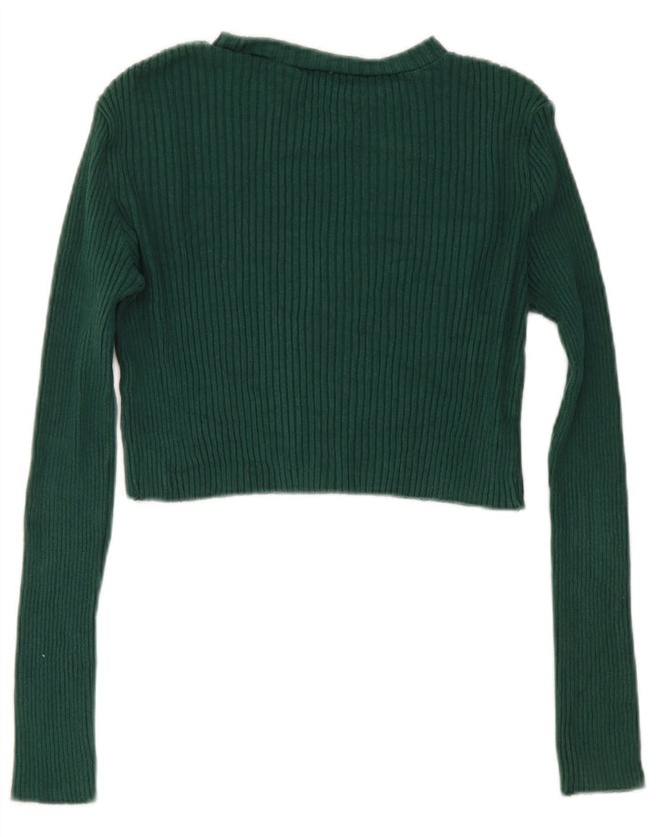 Zara Womens Crop Top Langærmet UK 14 Large Green