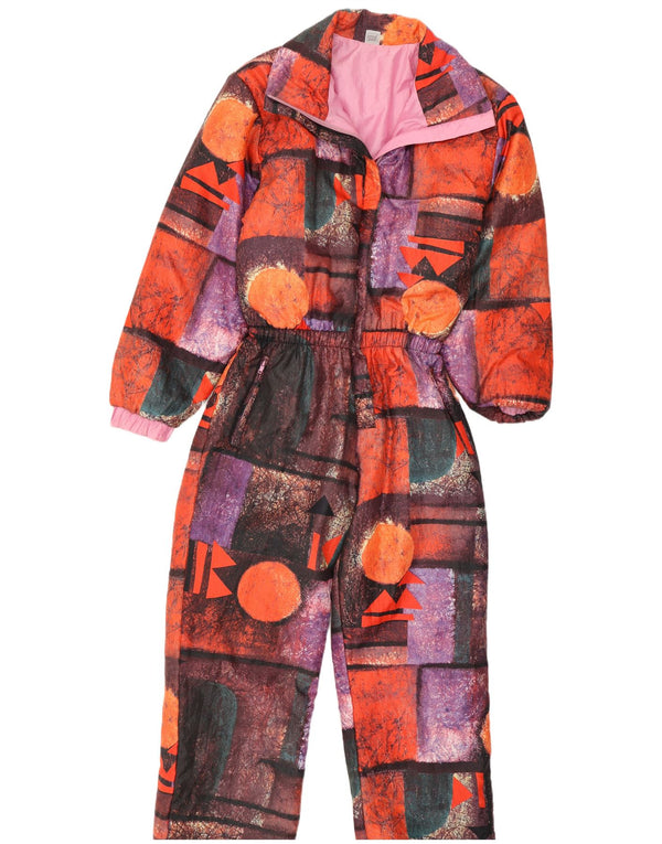 Vintage Dame Vendbar Ski Jumpsuit IT 42 Medium Flerfarvet Geometrisk