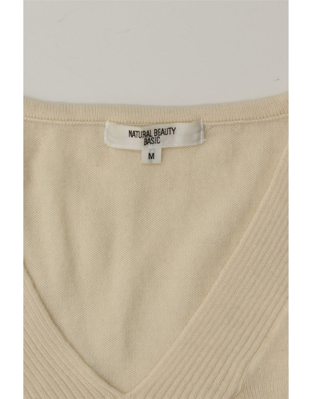 VINTAGE Womens V-Neck Jumper Sweater UK 12 Medium Off White Vintage Vintage and Second-Hand Vintage from Messina Hembry 