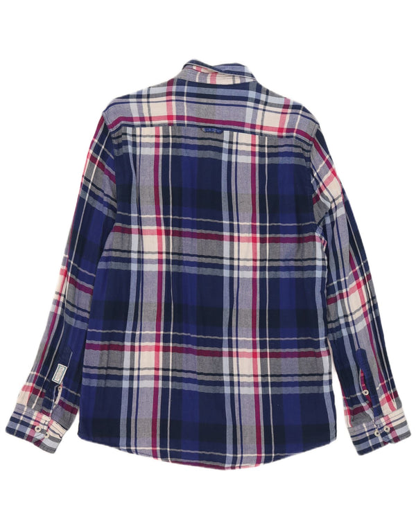 Crew Clothing Herre skræddersyet pasform Flanellskjorte XL blå ternet bomuld