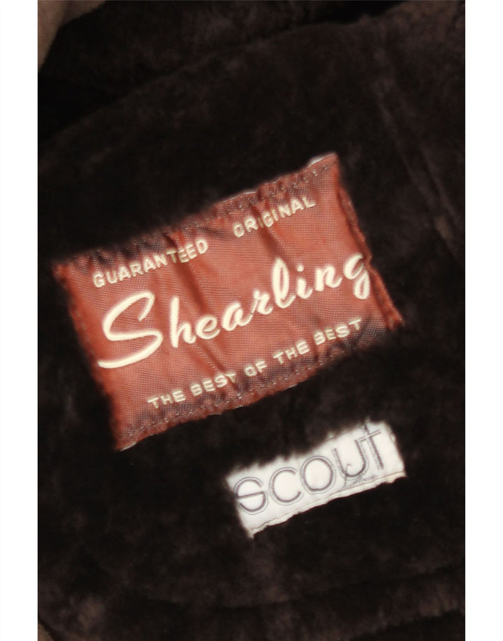 Scout Herre Shearling Double Breasted Coat UK 38 Medium Brown Shearling