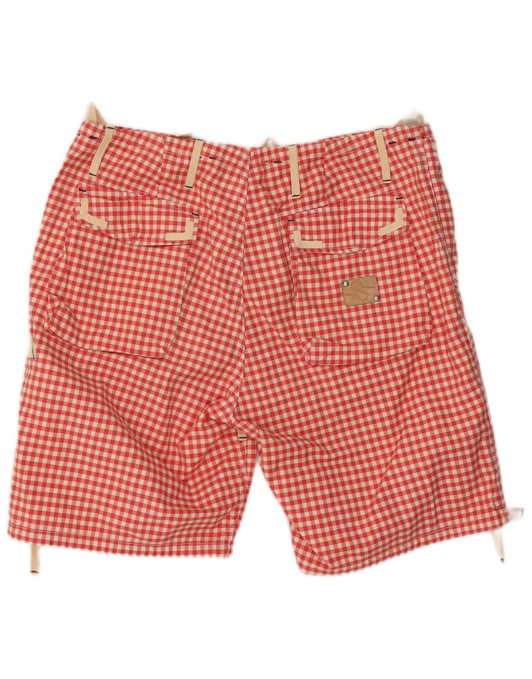 Vintage Herre Cargo Shorts W34 Large Red Gingham Cotton