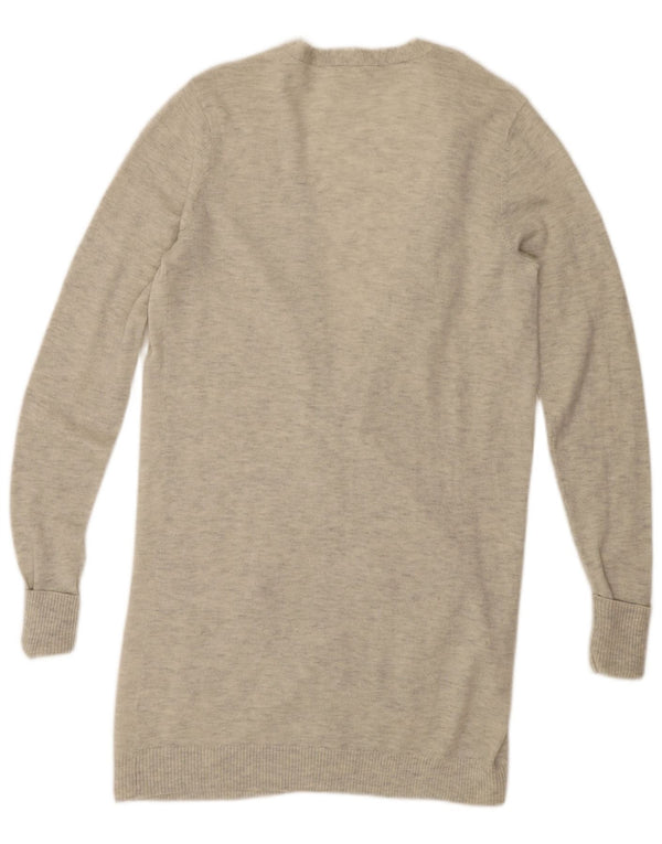 Fat Face Dame Longline Åben Cardigan Sweater UK 12 Medium Beige Flecked