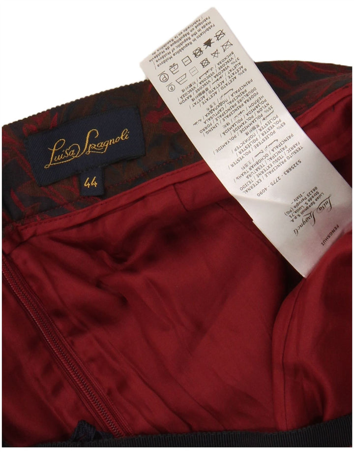 LUISA SPAGNOLI Dame A-Line nederdel IT 44 Medium W28 Rød blomstret polyester