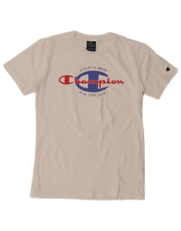 Champion Boys Grafisk T-Shirt Top 13-14 år XL Hvid Bomuld