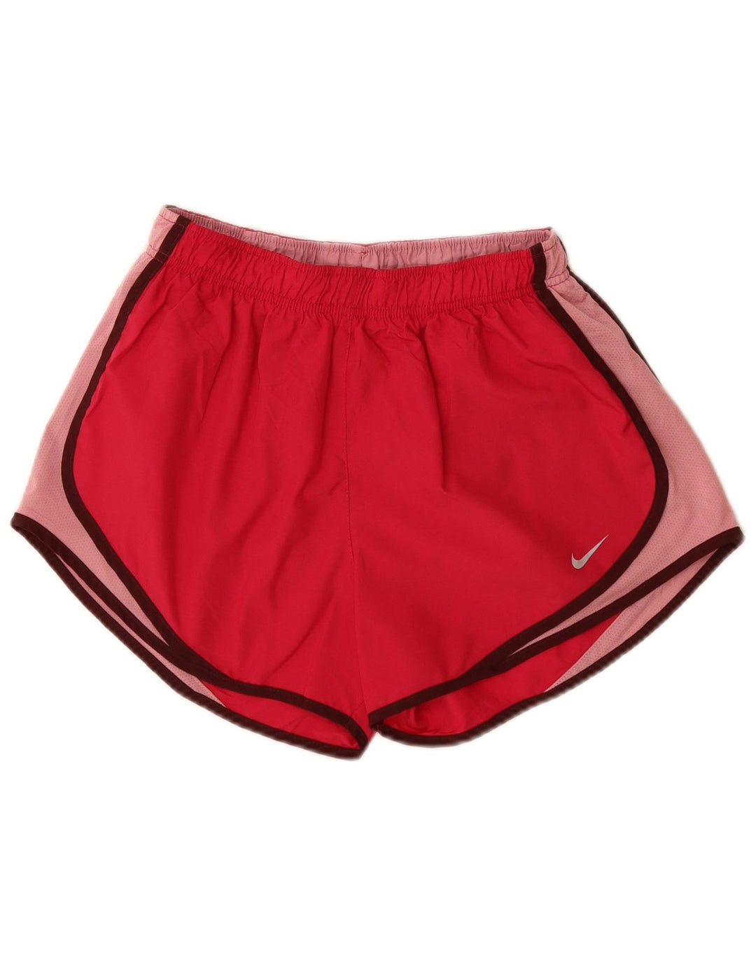 Nike Dame Dri Fit Sports Shorts UK 12 Medium Rød Colourblock Polyester