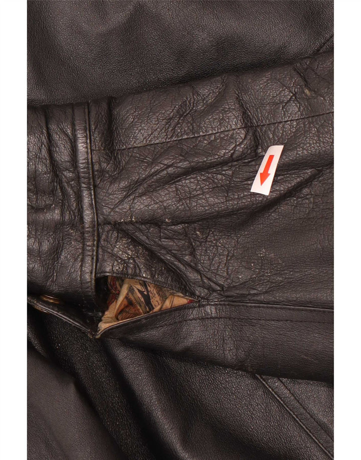C&A Herre Bomber Læderjakke EU 48 Medium Sort