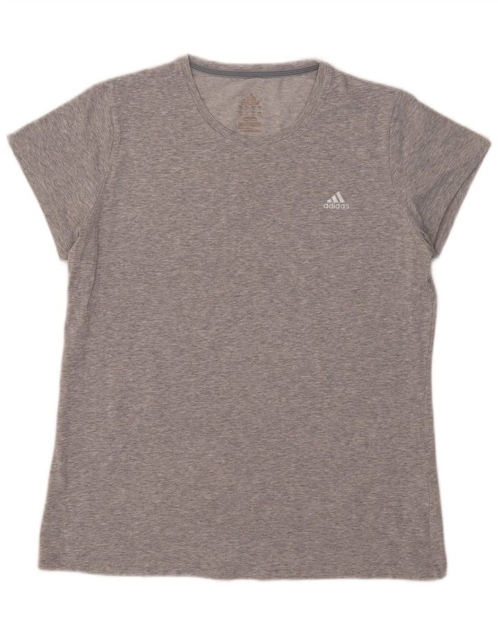 Adidas Dame T-Shirt Top UK 16 Stor Grå Bomuld