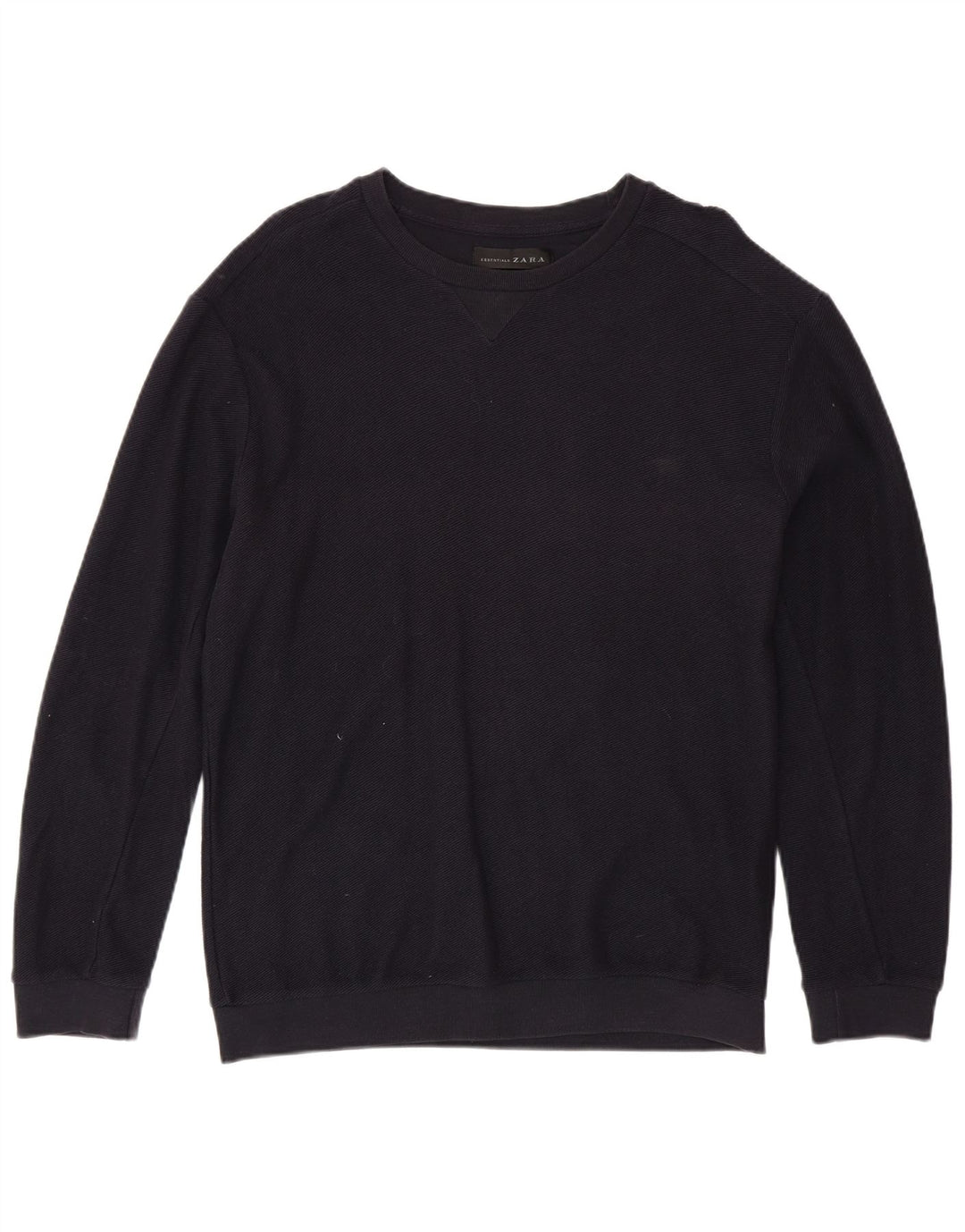 ZARA sweater med rund hals til mænd XL marineblå bomuld