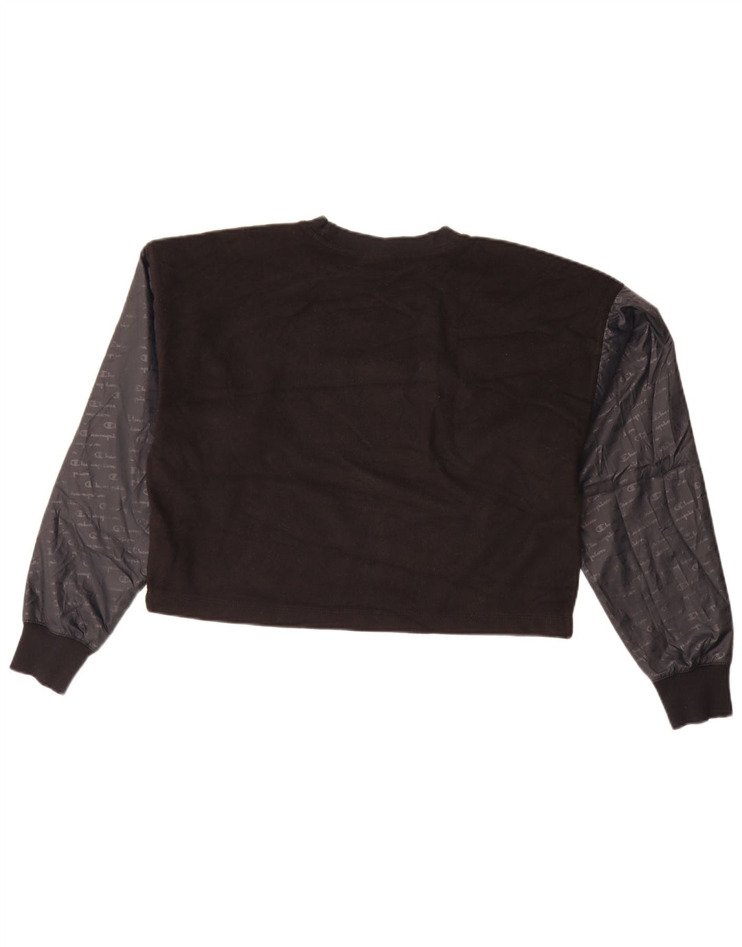 Champion Womens Crop Graphic Sweatshirt Jumper UK 16 Large Black