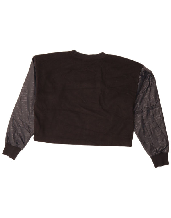 Champion Womens Crop Graphic Sweatshirt Jumper UK 16 Large Black