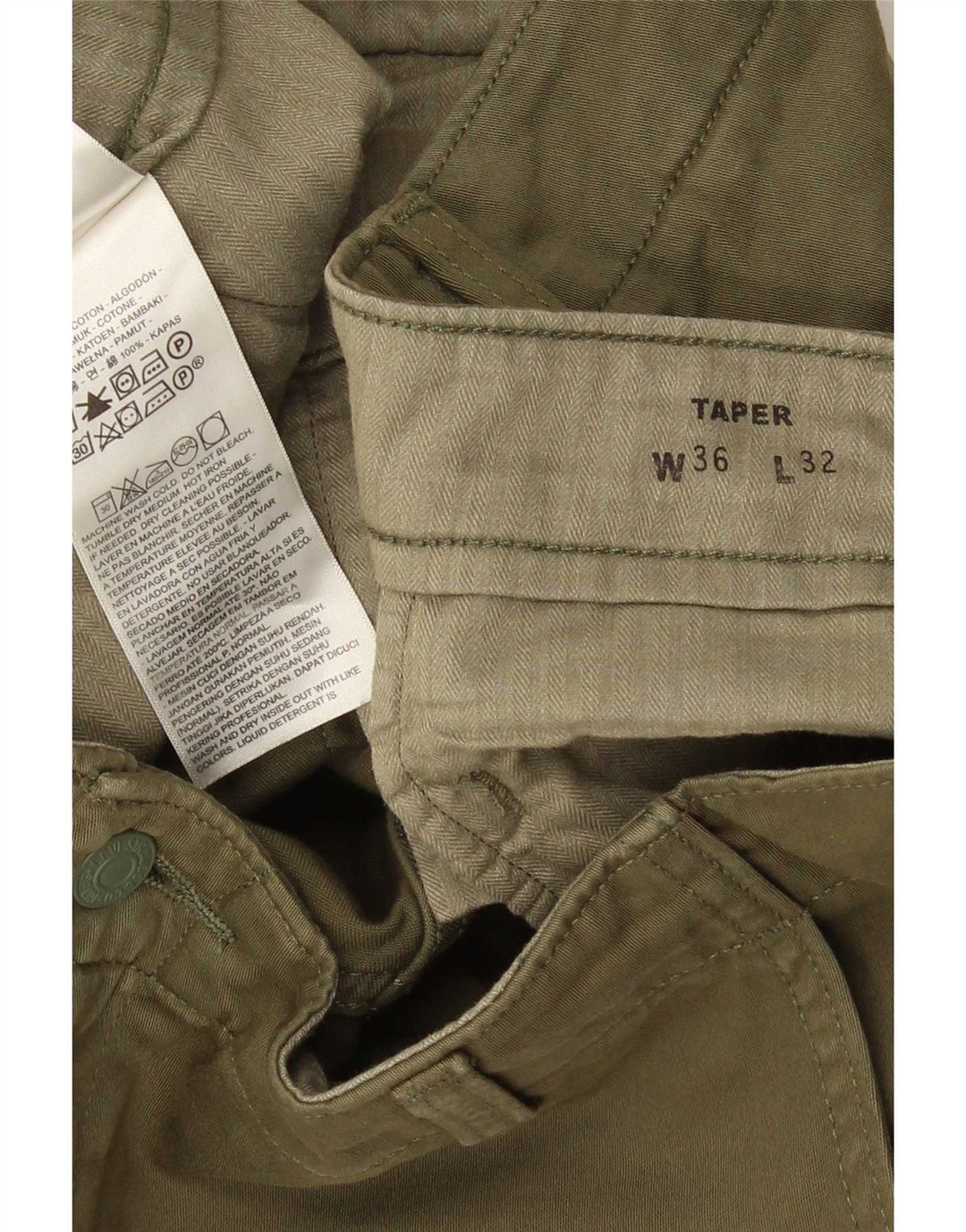 Levi's Herre tilspidsede Cargo-bukser W36 L32 Khaki Bomuld