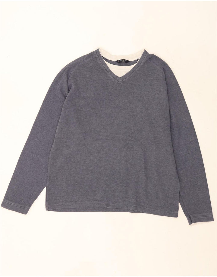 Marks & Spencer Herre Blue Harbor Sweatshirt Jumper Stor marineblå bomuld