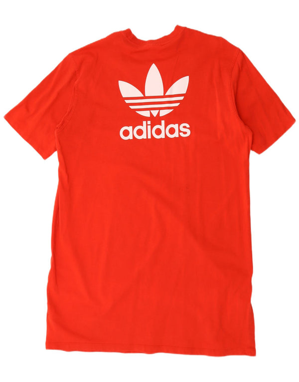 Adidas Dame Grafisk Oversized T-Shirt Kjole UK 20 2XL Rød Bomuld