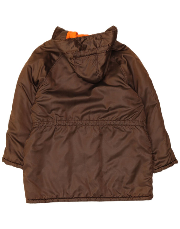 Benetton Womens Hooded Oversized Parka Jacket UK 10 Small Brown Polyamide