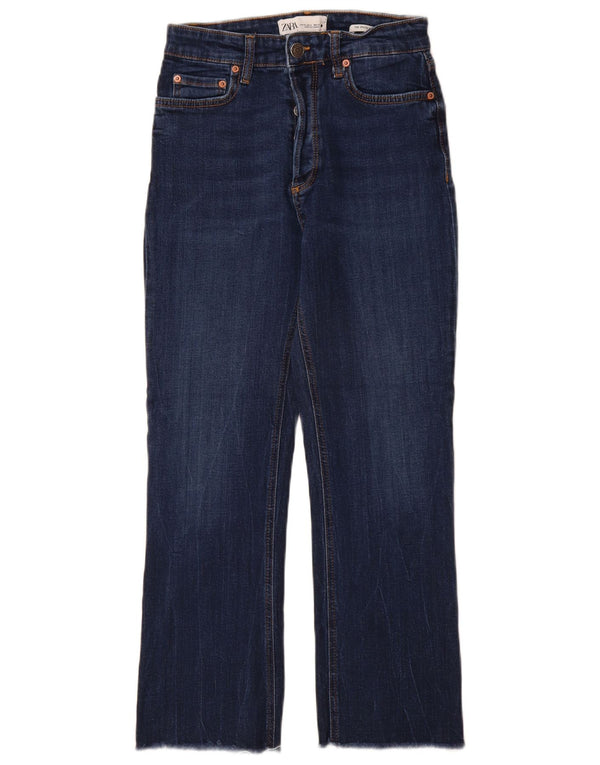 Zara Dame Højtaljede Flared Jeans EU 36 XS W26 L27 Blå Bomuld