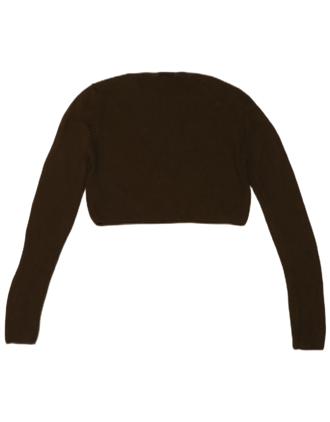Topshop Kvinders Crop Top Langærmet UK 12 Medium Khaki Viscose