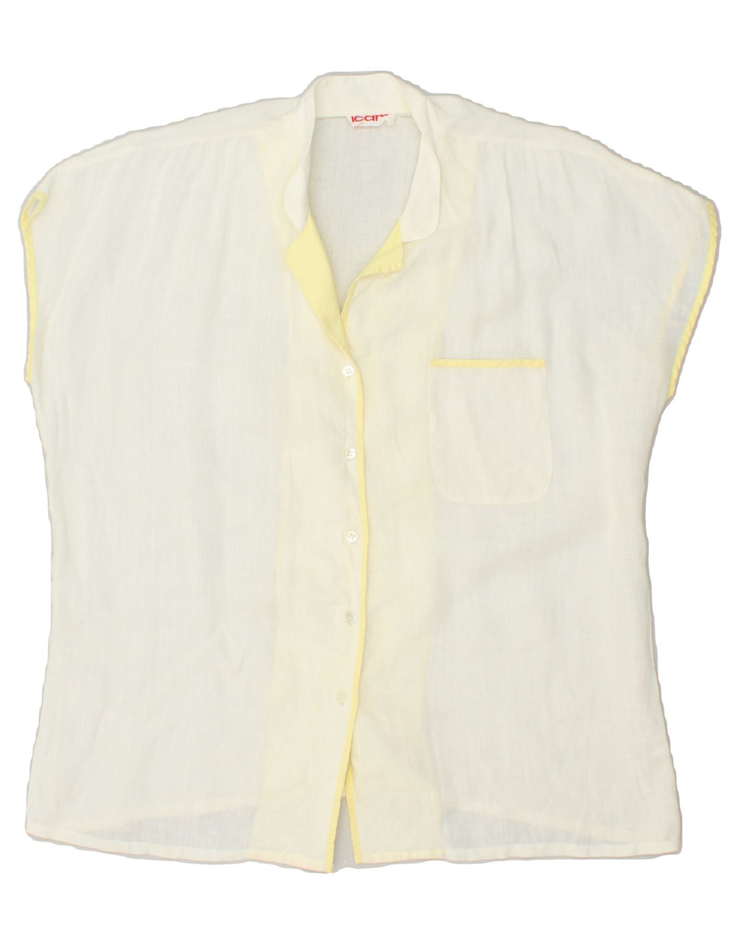 ICAM Womens See Through Short Sleeve Shirt IT 52 2XL White Linen | Vintage Icam | Thrift | Second-Hand Icam | Used Clothing | Messina Hembry 