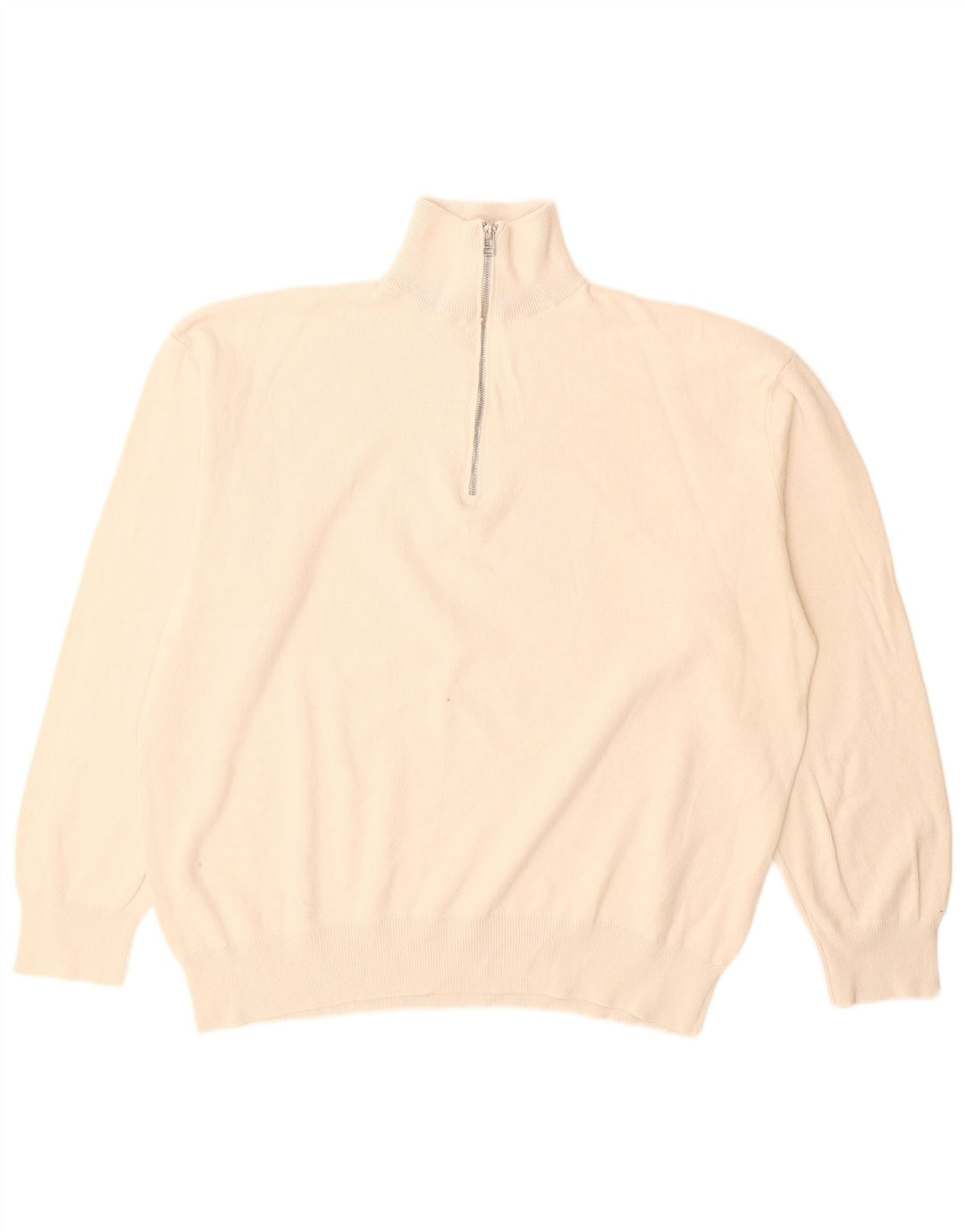 Zara Herre trøje med lynlåshals Stor off White Bomuld