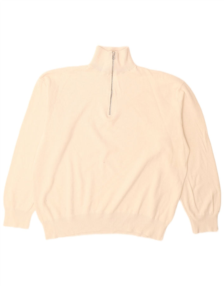 Zara Herre trøje med lynlåshals Stor off White Bomuld