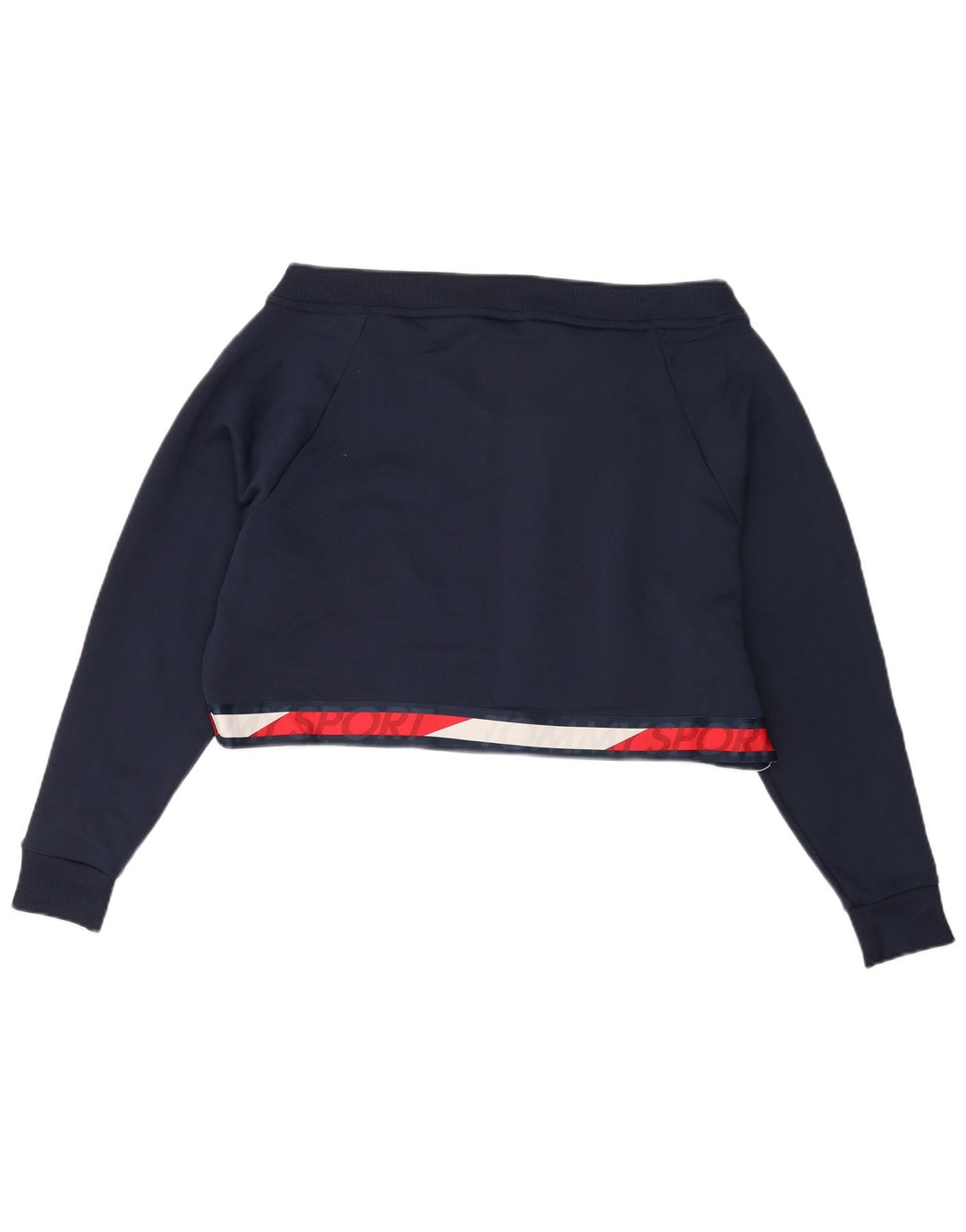 Tommy Hilfiger Dame Crop Sweatshirt Jumper UK 16 Large Navy Blue